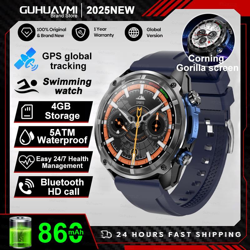 

New Tactical Sports Smartwatch Built-in GPS Offline Map 4GB Memory 5ATM Waterproof Swimming Men Militray Smart Bracelets Top 1 GPS Watch синий