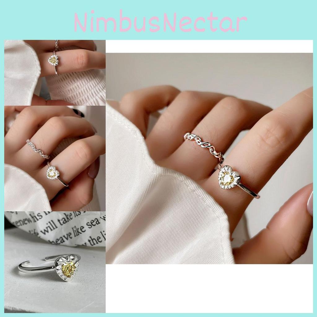 Contemporary Yellow Crystal Heart Ring For Women Fashionable Ins Inspired Accessory