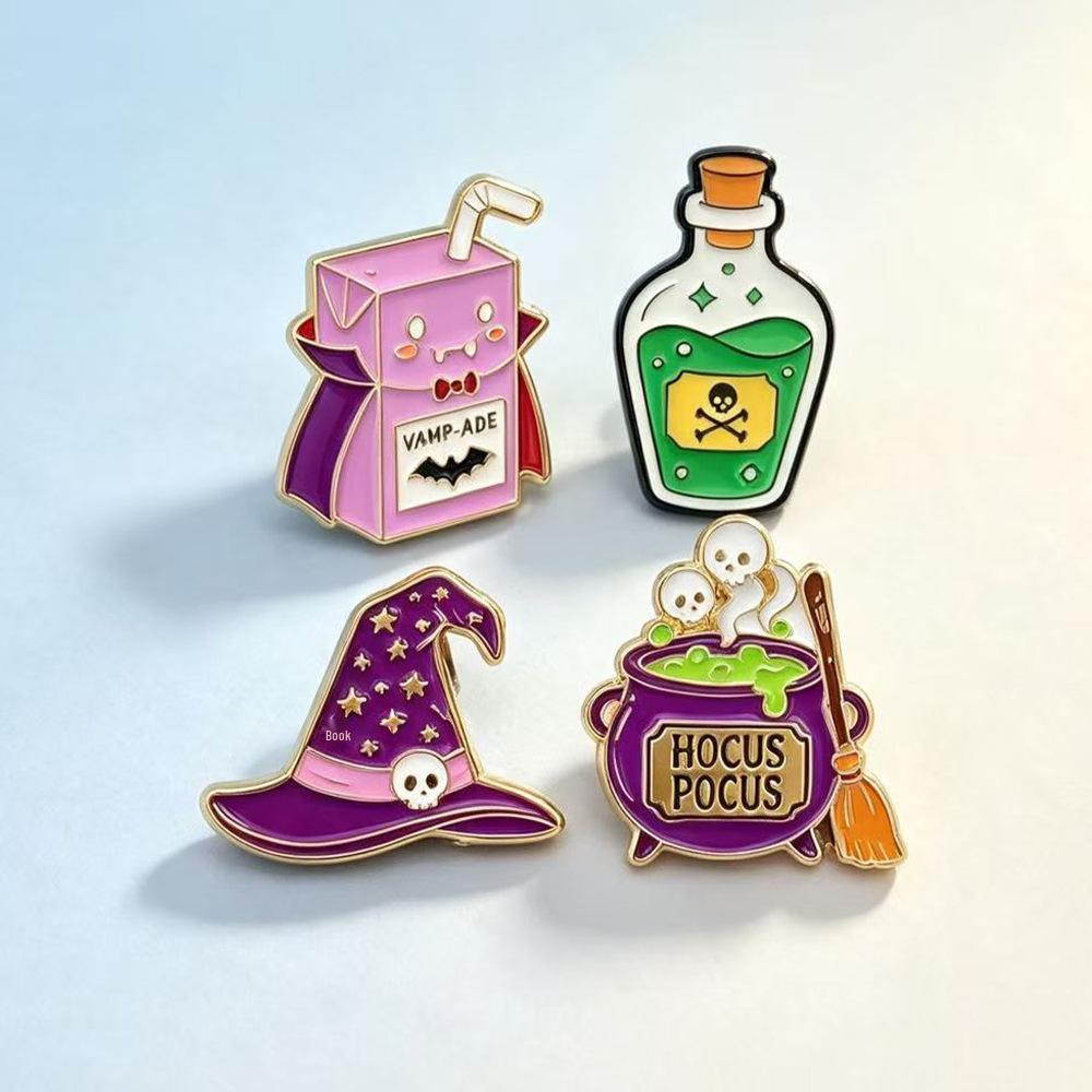 European & American Cross-border Halloween Brooch: Cute Ghost, Pumpkin, Pizza Alloy Badge for Clothing Accessories