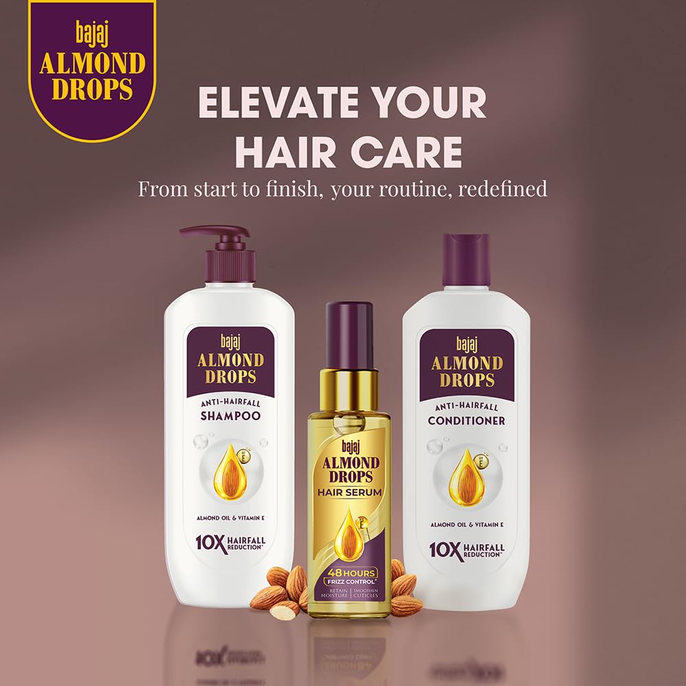 Bajaj Almond Drops Hair Serum 50 Ml Pack Of 1 For Dry Frizzy Hair Nourishing Anti Frizz Shine Control