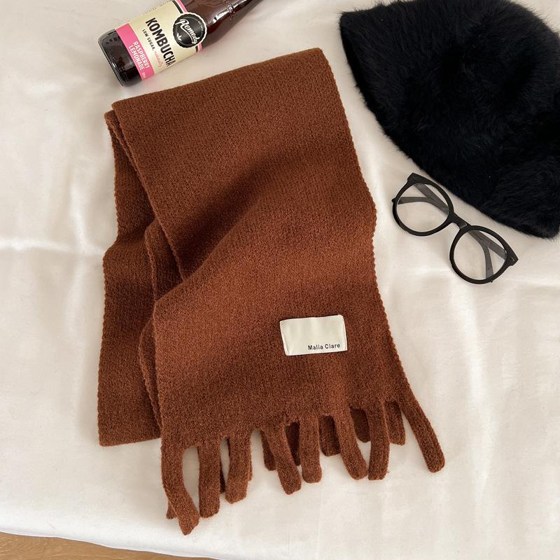 Christmas Festive Red Scarf Women's Winter Knitted Warm Scarf Student Thickened Senior Sense New Gift