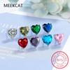 Heart Cut Genuine Peridot 925 Sterling Silver Stud Earrings for Women Fashion Green Gemstone Statement Jewelry