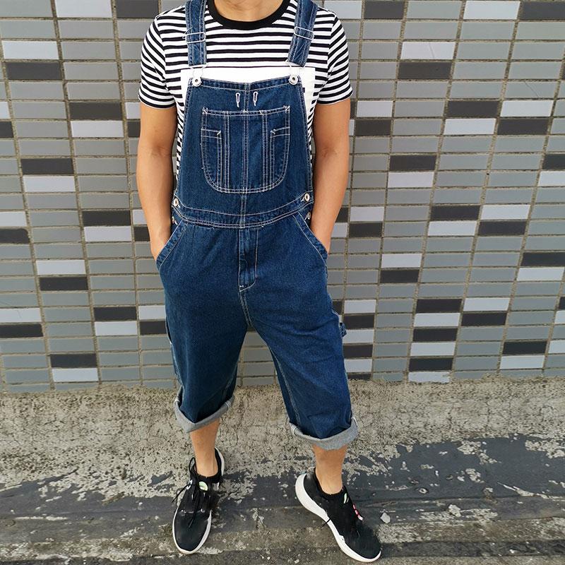 Men's Denim Overalls Large Size Strap Straight Pants Light Blue Shorts Men's Denim Shorts More Sizes 48 50