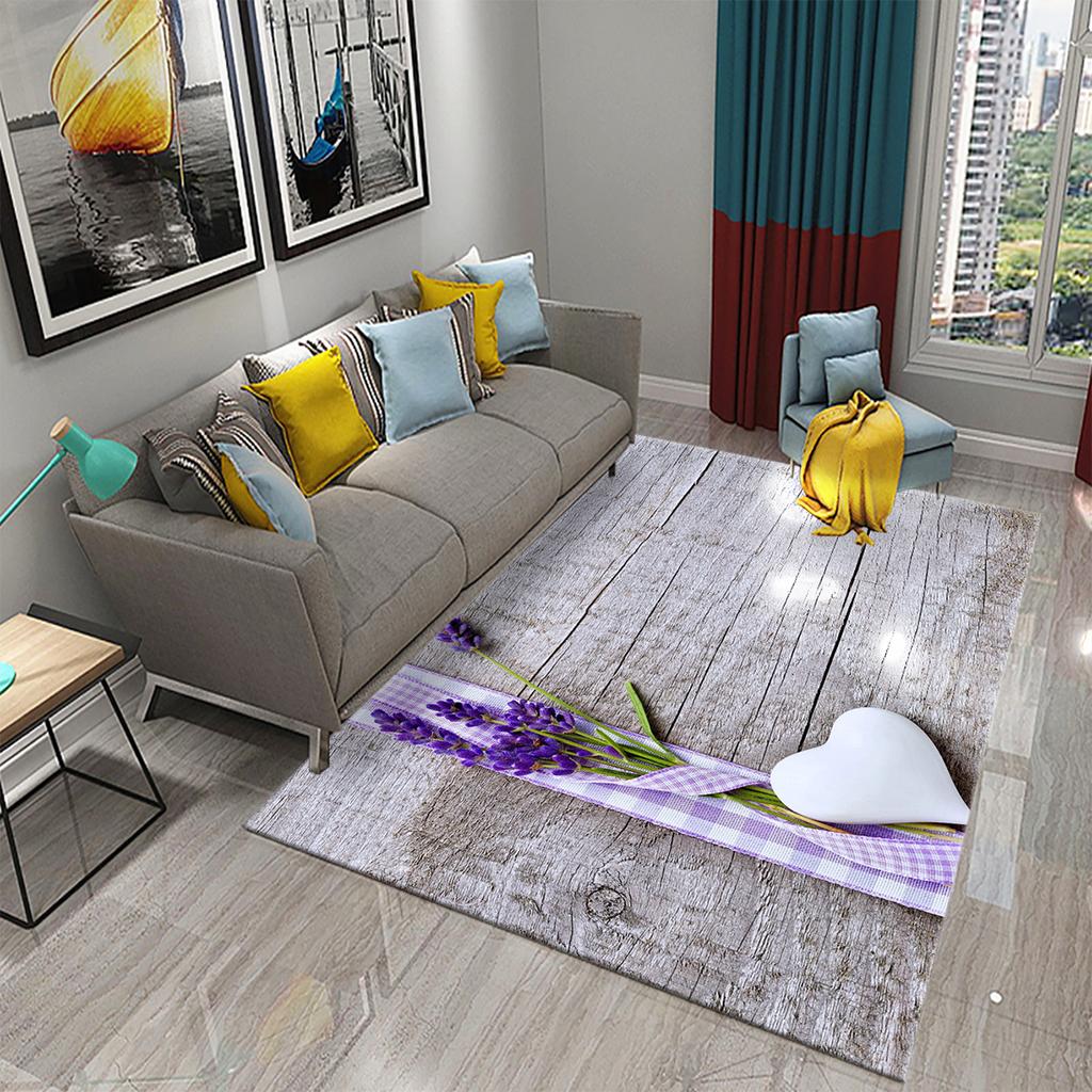 Purple Lavender Flowers Carpets Romantic Sea of Flowers Rugs for Bedroom Home Floor Rug Bathroom Entrance Doormat Non-slip Rugs