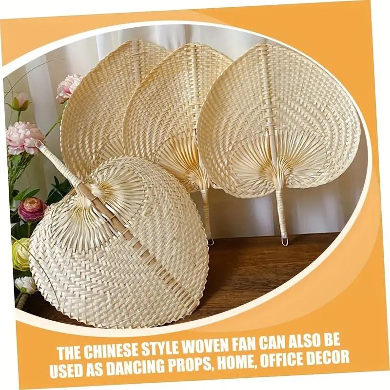 1PC Pure Handmade Peach Shaped Bamboo Woven Fan/ Bamboo Rattan Hand Fan Summer Cooling Supplies Hand Cranked Fan /mini Fan/