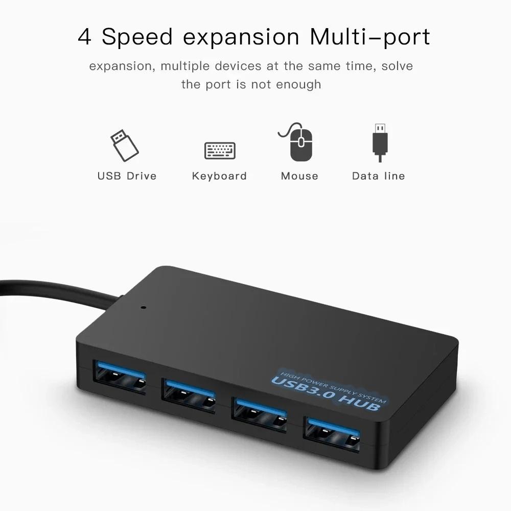 High Speed USB 3.0 Hub 4 Ports HUB Adapter Data Cable Splitter Expander Support Multi Systems Plug and Play Multi USB Adapter