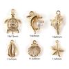 5pcs/set Ocean Shell 3d Brass Charms 18k Gold Plated With Transparent Zircon Marine Brass Pendant  Summer Necklace Findings