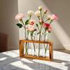 1 Set Creative Hydroponic Plants Container With Wood Frame Transparent Test Tube Vase Bonsai Home Desktop Decor Crafts