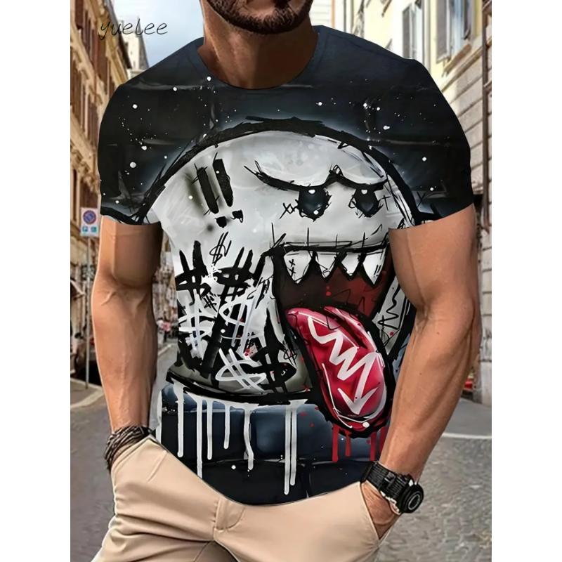 Comic Animal Print Men's Clothing Summer Outdoor Men Short Sleeve Tee