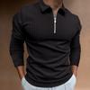 Autumn Men's Printed Solid Color Striped Zipper POLO Shirt
