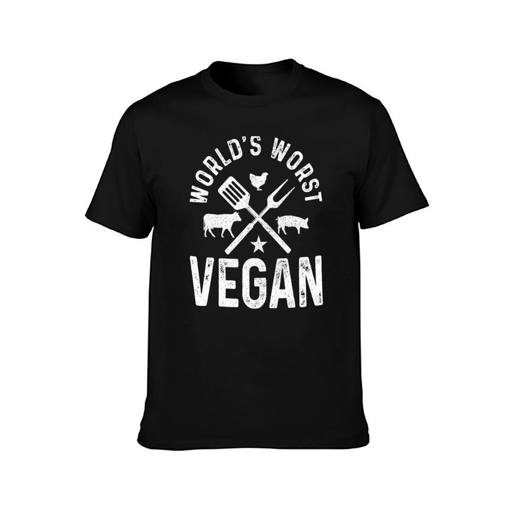Worlds Worst Vegan Funny Butcher Meat Lover BBQ TShirt Everyday Wear Basic Short Sleeve Top