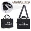 New Women's Bag Canvas Pu Solid Color Letter Tote Bag Simple Casual Large Capacity Handbag Shoulder Bag Women