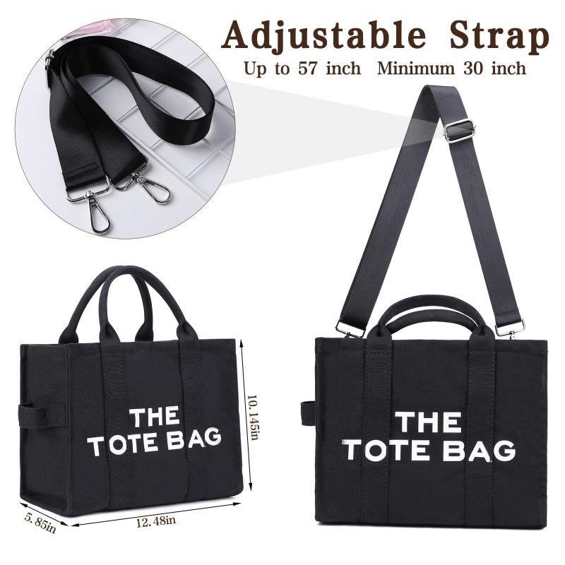 New Women's Bag Canvas Pu Solid Color Letter Tote Bag Simple Casual Large Capacity Handbag Shoulder Bag Women