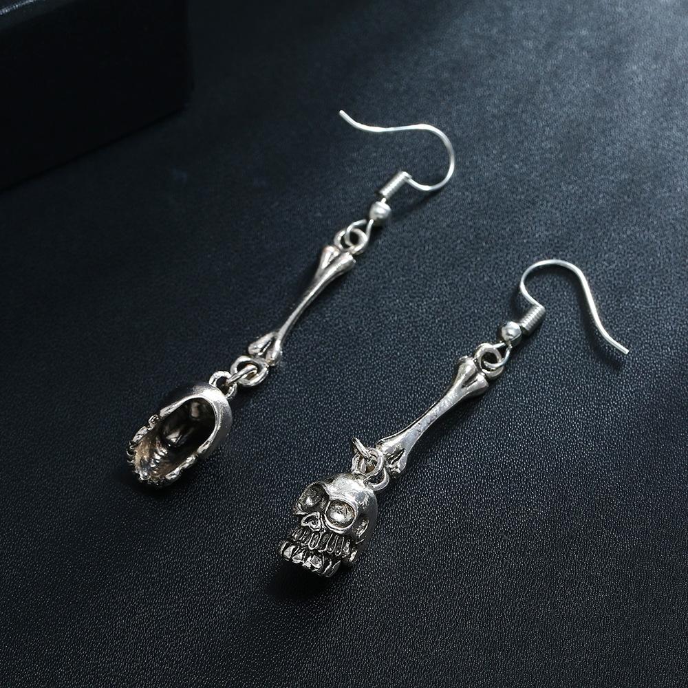 Jewelry Source, Personalized Retro Exaggerated Alloy Skull Bone Earrings, Earrings.