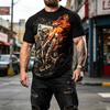 Men's 3D Printed Flame Ace of Spades Graphic T-Shirt, Breathable Casual Short Sleeve Tee, Regular Fit for Outdoor Sports & Home Wear