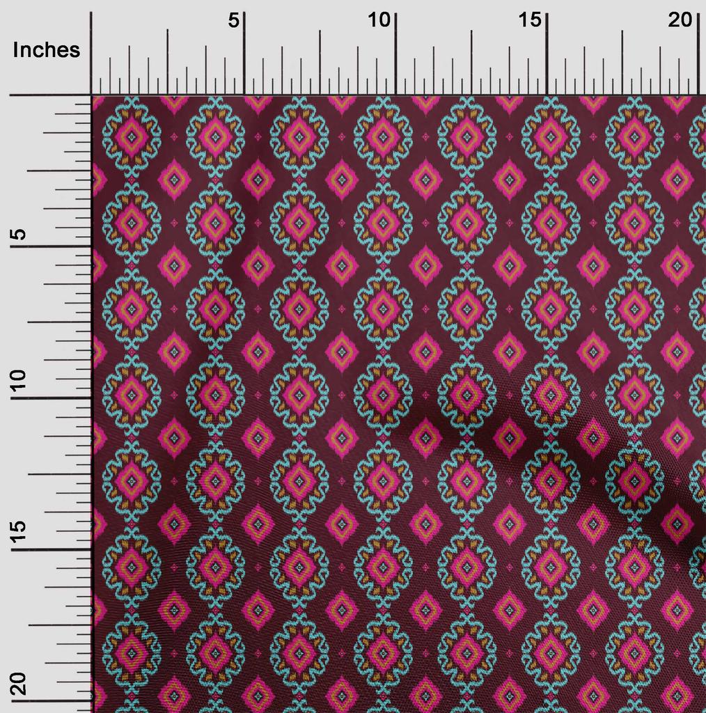 oneOone Cotton Flex Fabric Diamond & Swirl Ikat Print Fabric BTY 40 Inch