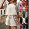 Plus Size Women's Fashion New Short Sleeved Shorts Two Piece Suit