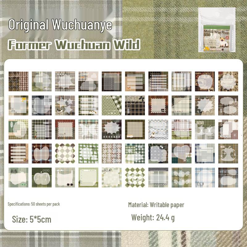 Yu Xian Memo Sticker Book - Plaid Diary Series: 50 Writable Planner & Journaling DIY Decorative Stickers, 4 Styles