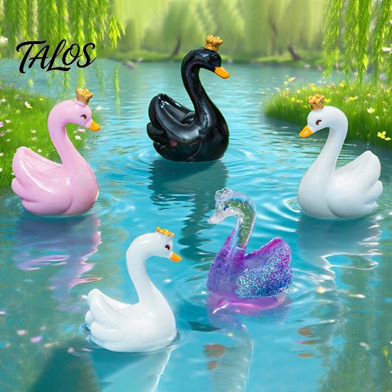 Car Console Ornament 24 Pcs Mini Swan Figurine Miniature Resin Animal Ornaments Potted Plant Decoration for Fairy Garden Moss Landscape DIY Terrarium