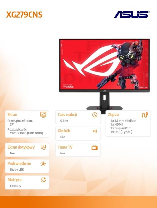 Monitor 27 inches XG279CNS ROG DP HDMI USB-C 0.3MS