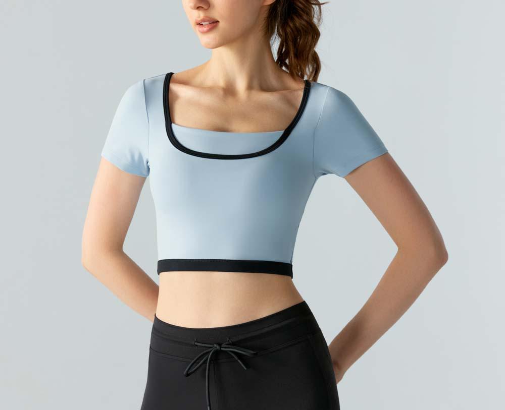 

Women s Summer Color Block Yoga Top: Outdoor Running Fitness Two-Piece Style XL синій/чорний