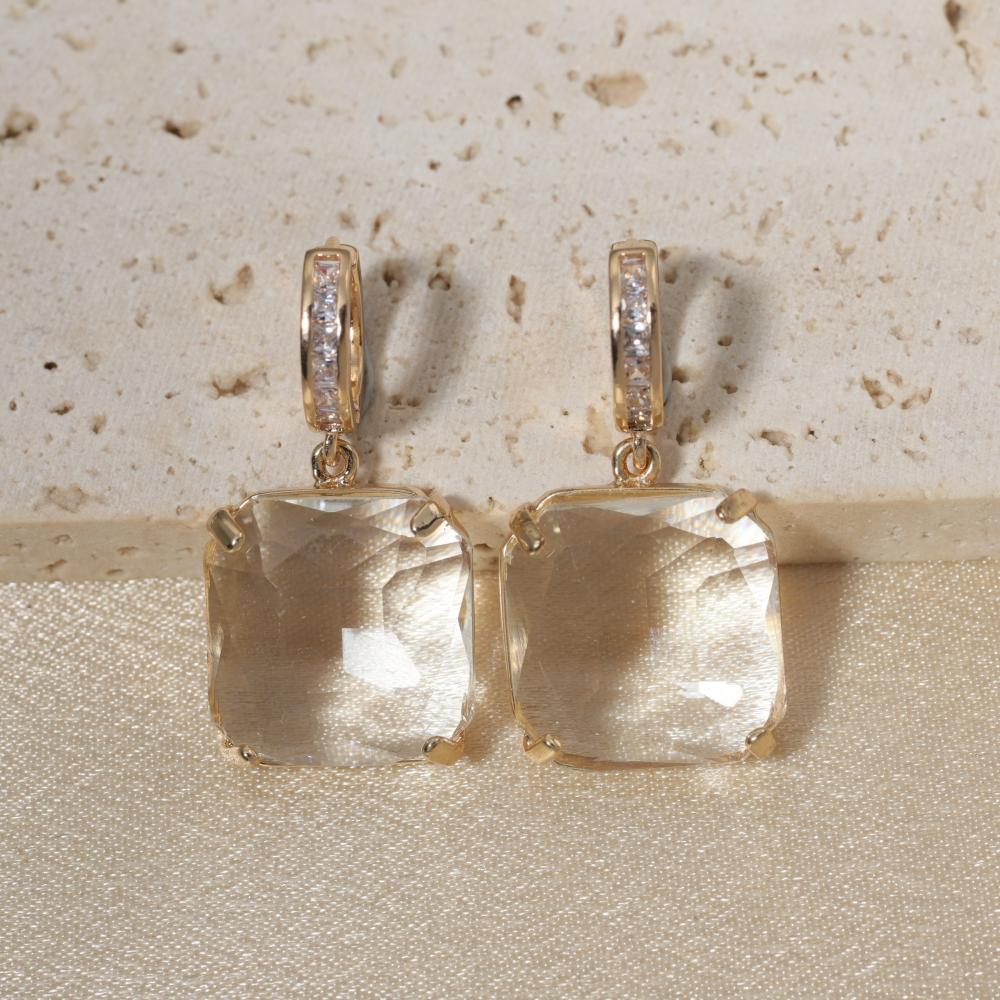 

Chic Geometry Shaped Zirconia Dangle Earrings Fashion Jewelry for Daily Wear слонова кістка