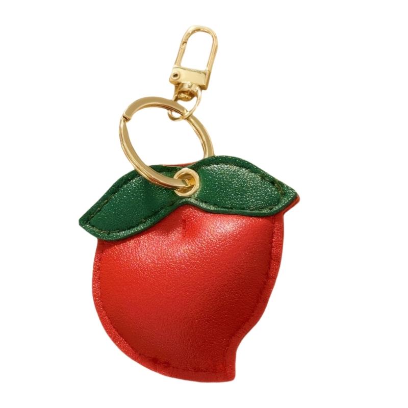 

Adorable Banana Peach Fruit Bag Charm Keychain PU Leather Hanging Decoration Accessory For Women