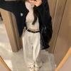 Women's Spring/Fall Loose-Fitting, Slimming White Wide-Leg Jeans: High-Waisted, Flowing Straight-Leg Floor-Length Pants