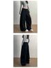 Women's Retro Letter Embroidery Loose Sweatpants - Spring/Summer Casual Crescent Silhouette