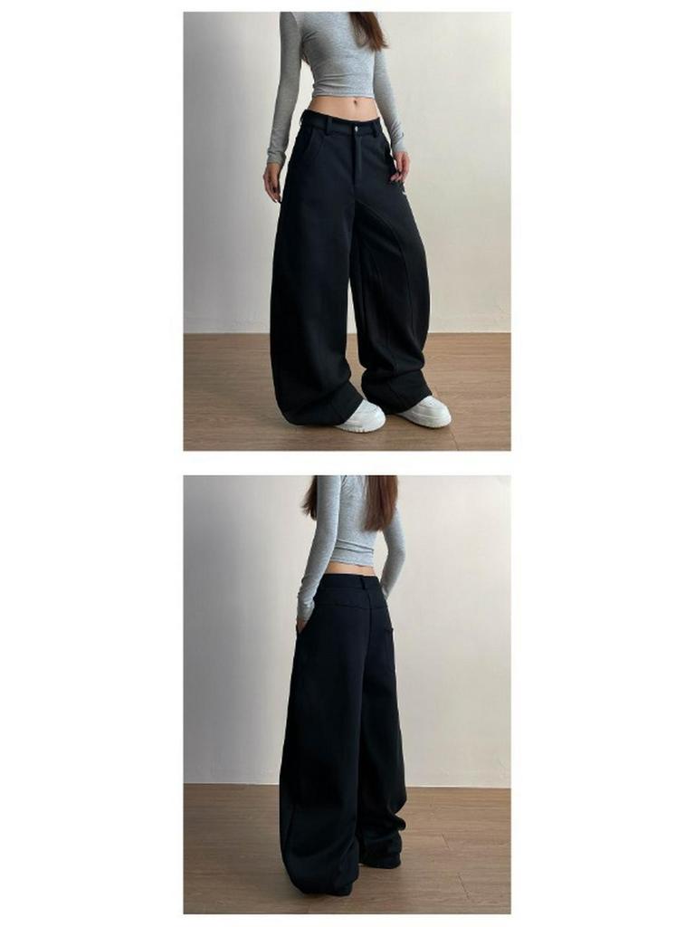 Women's Retro Letter Embroidery Loose Sweatpants - Spring/Summer Casual Crescent Silhouette