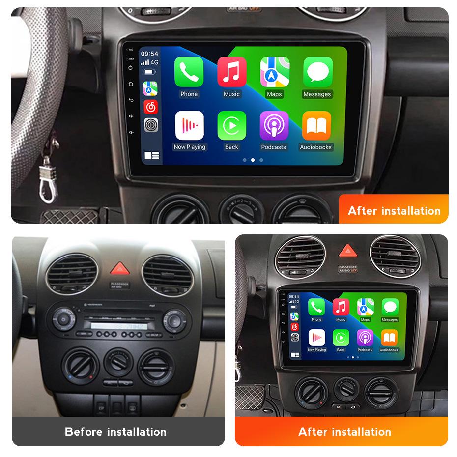 VW Beetle Android Navigation System with Wireless CarPlay Compatibility