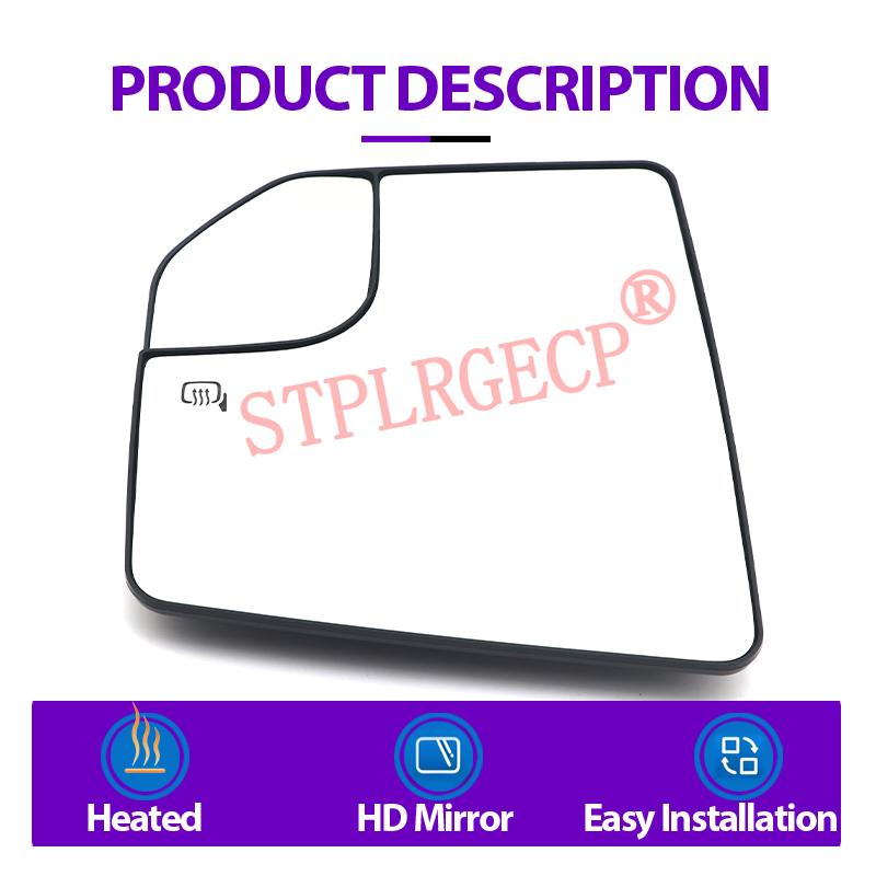 Verre chauffant de rétroviseur latéral de remplacement pour voiture avec plaque pour Ford F150 F-150 XL XLT 2015-2020