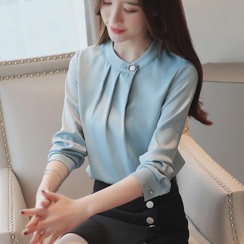 2025 Women's Korean Style Long-Sleeve Satin Chiffon Professional Shirt, Spring Collection