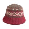 Autumn and Winter Thickened Fair Isle Style Knitted Fisherman Hat for Women Autumn Retro Wide Brim Face Showing Small Warm Basin Hat Trend
