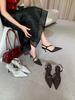 Women's Satin Pointed Toe Thin Heel French Style Elegant Unique Design Sandals - Perfect for Daily Wear