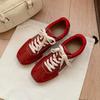 Cowhide Version of Grapes, the Same Fashionable Retro Contrasting Color Square Round Head Inner Height Increase Casual Board Shoes Women