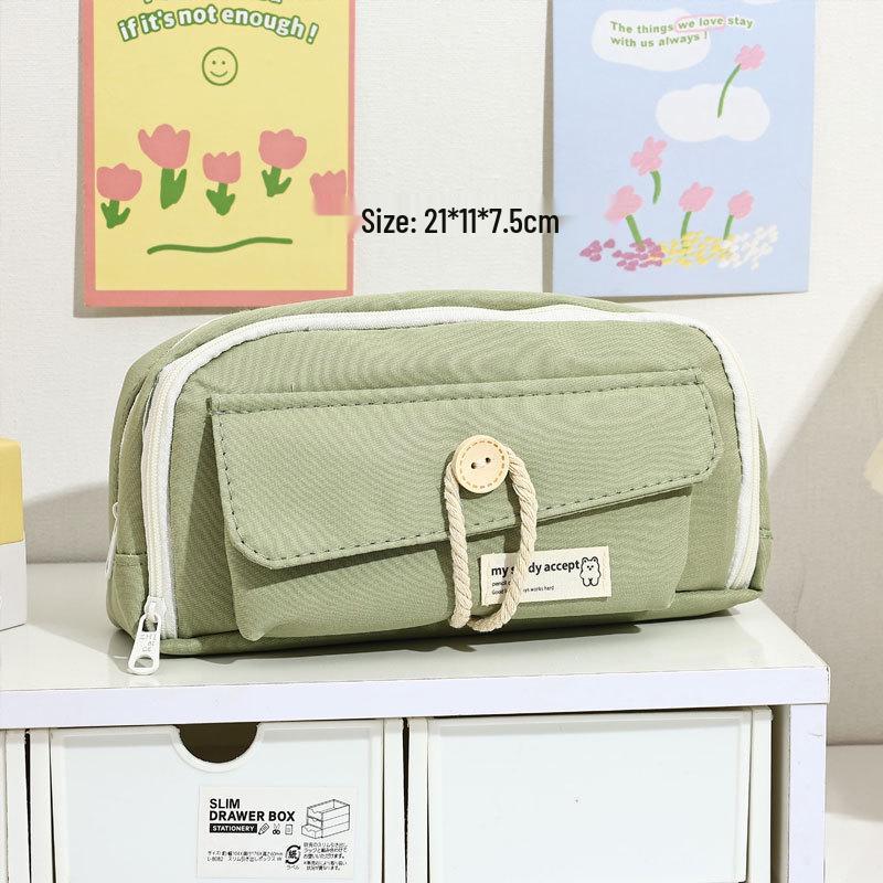 Japanese-Style Large-Capacity Pencil Case for Students - Simple Stationery Box for Elementary to High School