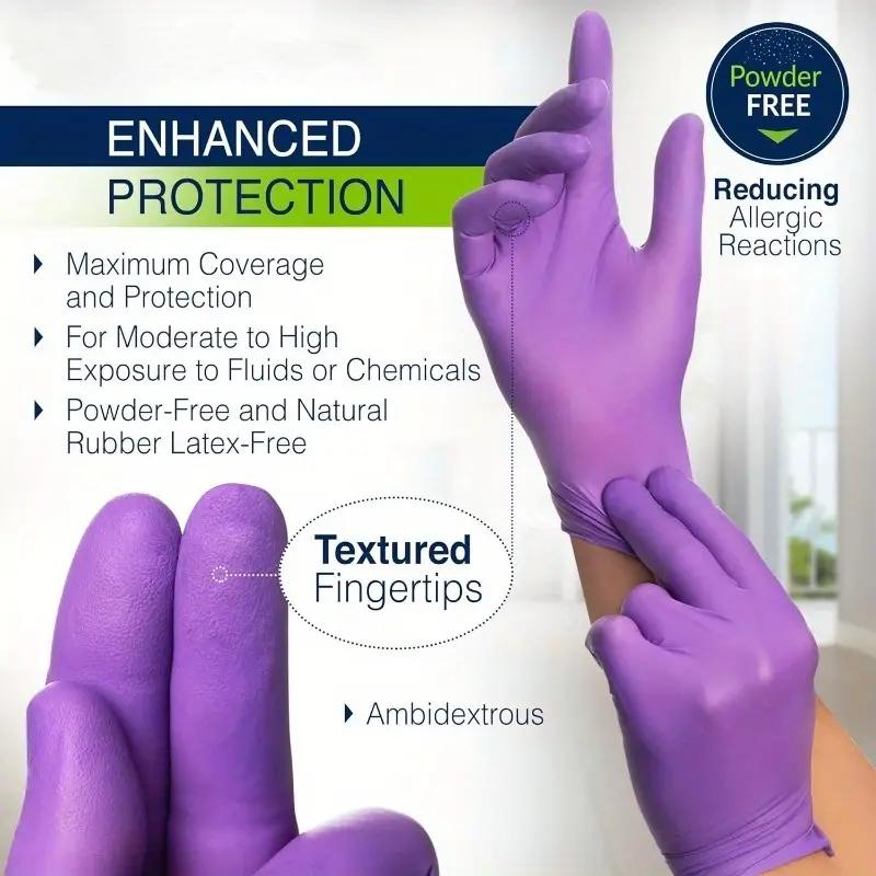 20/50/100PCS Purple Disposable Nitrile Gloves Household Cleaning Gloves for Beauty Salon Esthetician Nail Latex & Powder Free