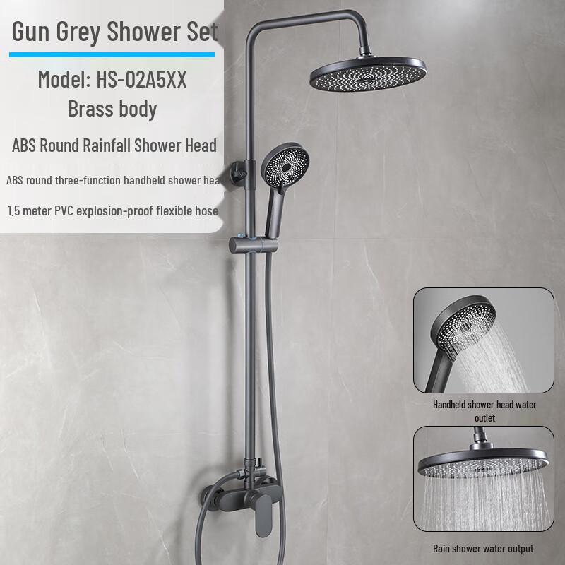 ZISIZ Gunmetal Grey Copper Shower Faucet