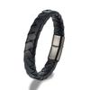 Titanium Steel Men'S Multi-Strand Leather Woven Bracelet, Personalized Retro Ethnic Style Stainless Steel Magnetic Buckle Bracelet