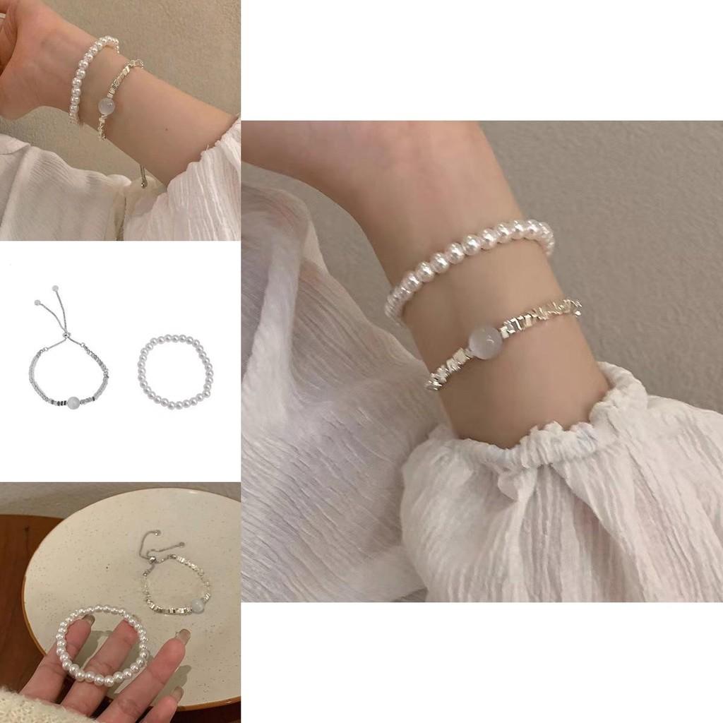 Trendy Summer 2024 Silver Pearl Bracelet Stylish Geometric Design For Women