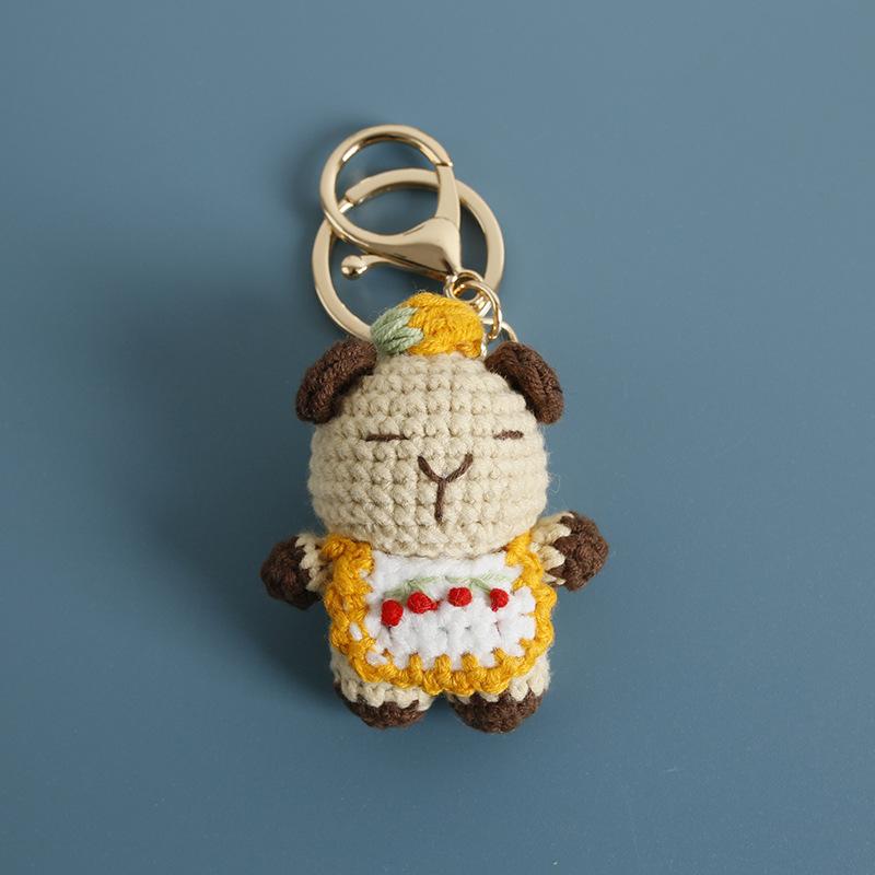 Cartoon Animal Doll Series Crochet Keychain Knitted Rabbit Keychain Cute Bear Keyring For Bag Pendant Custom Accessory