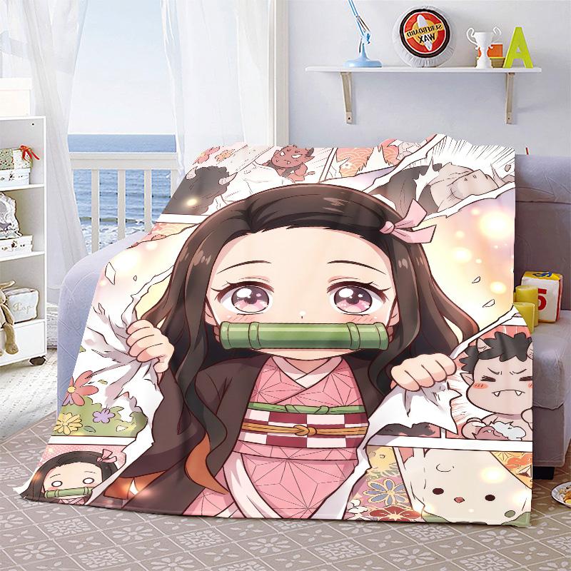Nezuko Kamado Weiche Warme Flanelldecke Überwurf Gemütliche Leichte Decke für Bett Sofa Heimdekoration -QJY