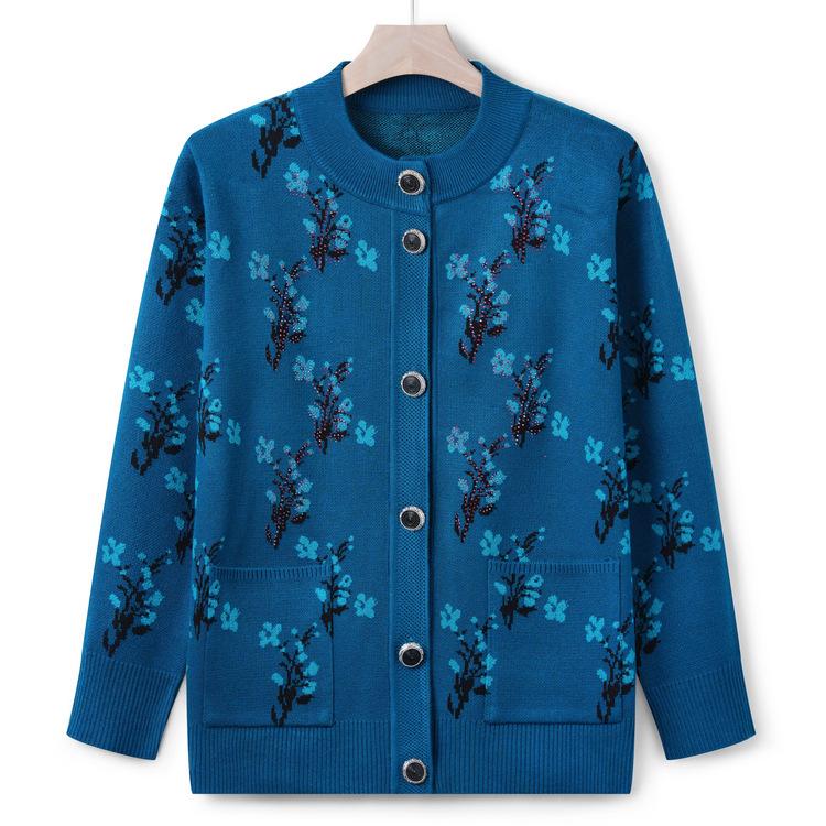 

Новая осенняя куртка-свитер для мам среднего и пожилого возраста, вязаный кардиган-топ, модная одежда для пожилой бабушки 4XL