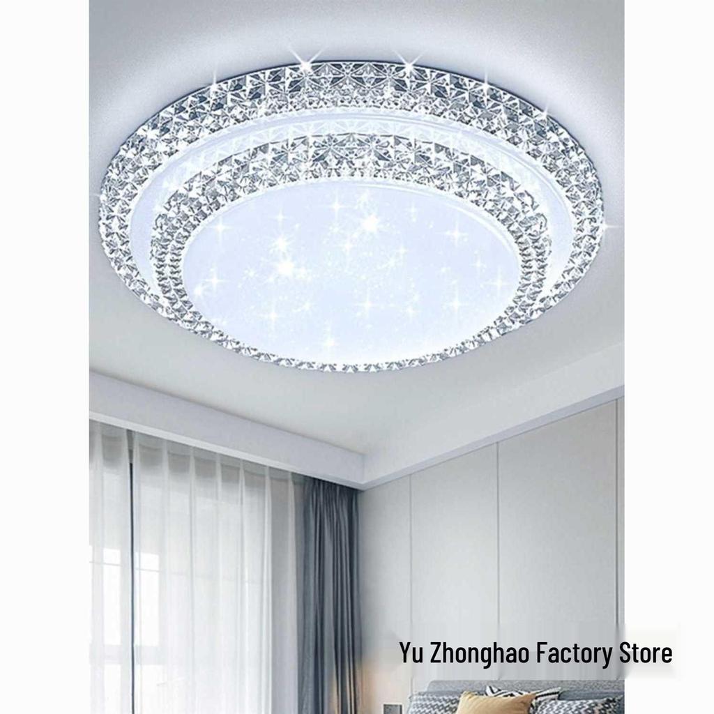 Modern Luxury Faux Crystal Chandelier: Round Ceiling Lamp for Living Room or Bedroom