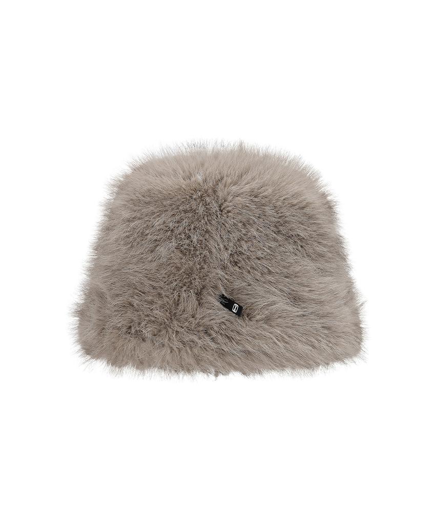Bajal Va Square Long Label Two-Tone Fur Bucket Hat Mocha