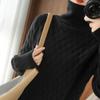 Women Casual Chic Loose Cashmere Sweater Autumn Winter Oversize Thick Long Sleeve Turtleneck Warm Knit Pullovers