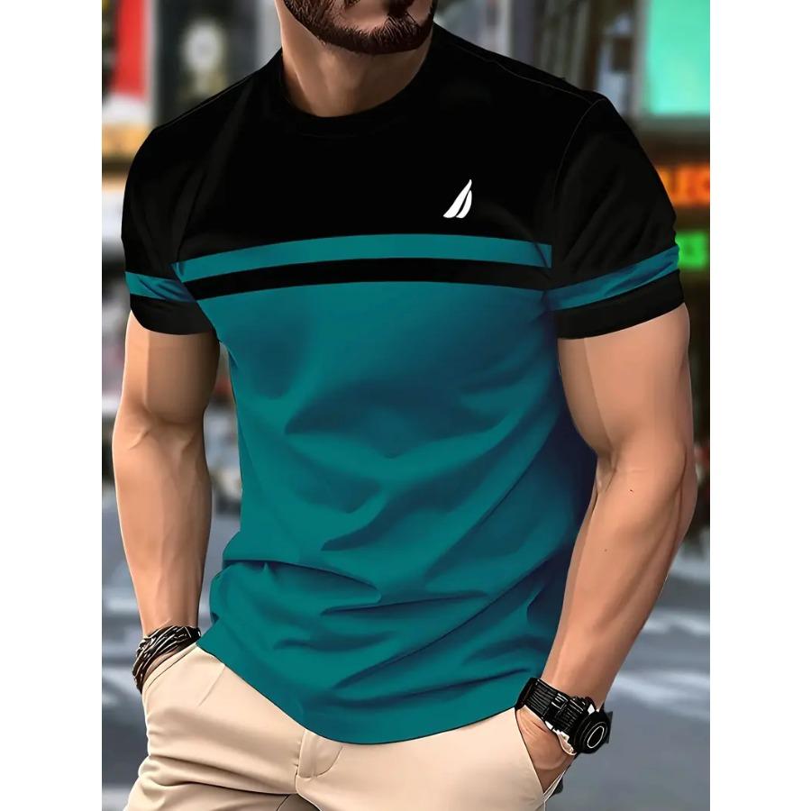 

Мужские футболки с 3D-принтом геометрии для женщин, эластичные полиэстеровые повседневные топы с коротким рукавом, летняя одежда M зелёный