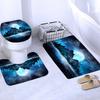 Waterproof Shower Curtain Set Moonlight Sea Starry Sky Scenery Bath Rug And Mats With Hooks Toilet Seat Cover Bathroom Decor