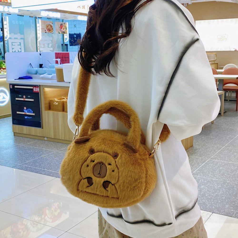 Large Capacity Capybara Plush Crossbody Bag Schoolbag Cartoon Shoulder Bag Outdoor